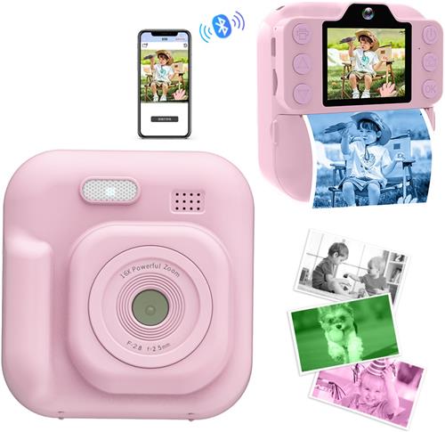 BLOSSOM 4 IN 1 Digitale Kindercamera - HD 1080P - 32GB sd kaart - camera kinderen - Vlogcamera met games - Klein Formaat Speelgoed - Met videofunctie - Roze