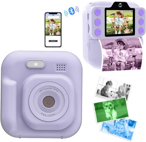 BLOSSOM 4 IN 1 Digitale Kindercamera - HD 1080P - 32GB sd kaart - camera kinderen - Vlogcamera met games - Klein Formaat Speelgoed - Met videofunctie - Paars