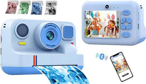 BLOSSOM Digitale Kindercamera - HD 1080P - 32GB sd kaart - camera kinderen - Vlogcamera met games - Klein Formaat Speelgoed - Met videofunctie - blauw