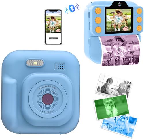 BLOSSOM 4 IN 1 Digitale Kindercamera - HD 1080P - 32GB sd kaart - camera kinderen - Vlogcamera met games - Klein Formaat Speelgoed - Met videofunctie - blauw