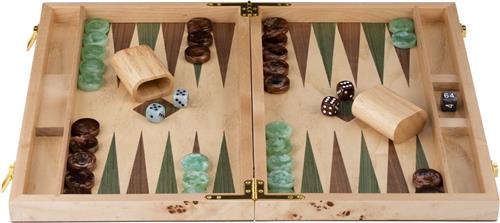 Backgammon 18" groen & bruin trangle - Longfield