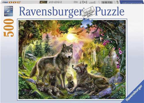 Ravensburger puzzel Wolvenfamilie in het zonlicht - Legpuzzel - 500 stukjes