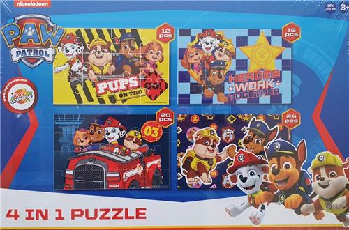 Paw Patrol Puzzel - 4 in 1 Puzzel Paw Patrol - Knutselen - Puzzelen - 19x29cm