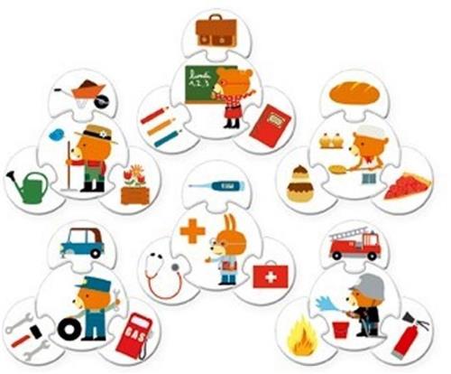 Djeco Puzzel trio - beroepen - 6 x 4 stukjes