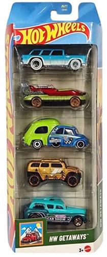 HOT WHEELS GETAWAYS HW SET 5 IN BOX HOVER STORM, CLASSIC NOMAD, RV THERE YET, ROKSTER, COCKNEY CAB II 1:64