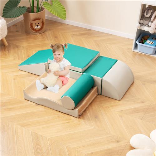 COSTWAY Schuimbouwstenen, zachte bouwstenen om te ravotten en te klimmen, reuzenbouwstenen van schuim, grote bouwstenen meerkleurig, bouwblokken voor baby's en peuters