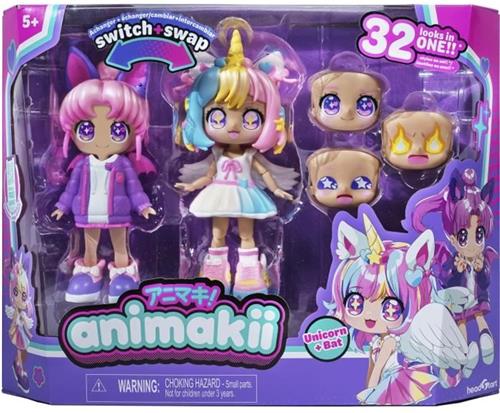 Aanpasbare pop - BANDAI - Animakii - HEA26348 - Eenhoorn en vleermuis