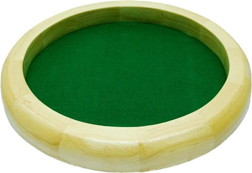 Dobbelpiste blank hout rond 35cm.groen vilt
