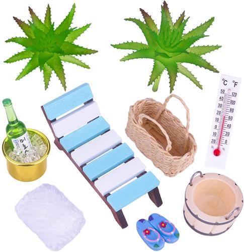 Boraboi® Complete set miniatuur sauna accessoires voor creatieve wellness decoratie