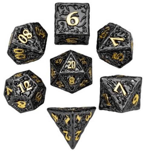 Dobbelstenenset Metaal Zwart/Goud