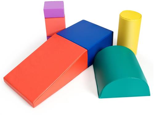 COSTWAY 6 stuks schuimbouwstenen, reuzenbouwstenen om te ravotten en klimmen, zachte bouwstenen van schuim, grote bouwstenen meerkleurig, voor kleuters, baby's en schoolkinderen (blauw+rood)