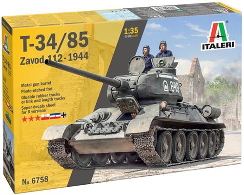 Italeri Modelbouwpakket Militaire voertuigen - 6758 T-34/85 Zavod 112-1944 WWII - Sovjet Tank Plastic - 1:35 -
