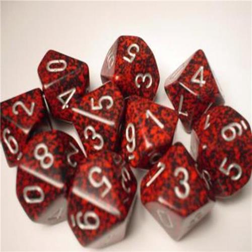 Chessex Silver Volcano Speckled D10 Dobbelsteen Set (10 stuks)