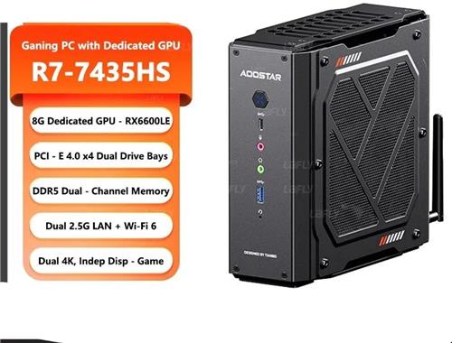 Mini PC  Mini Desktop  Compacte Desktop  Microcomputer  Kleine PC  AMD R7 7435HS Processor  16 GB RAM  512 GB SSD  DP HDMI Type-C Aansluitingen