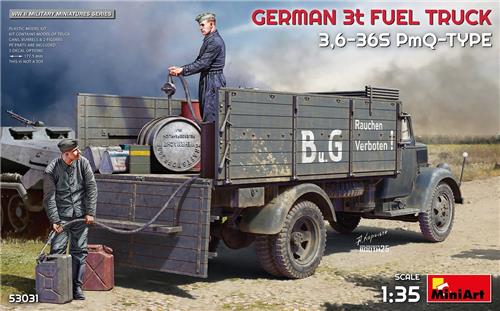 MiniArt Modelbouwpakket Auto - 53031 Duitse Opel Blitz 3t Brandstoftruck 3,6-36S PmQ-Type WWII - Militair Voertuig Plastic - 1:35 -