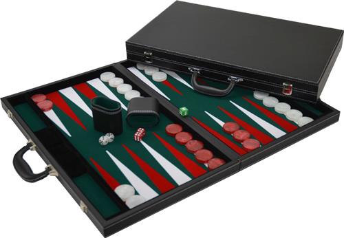 Hot sports Backgammon koffer xl de luxe zwart 53x64