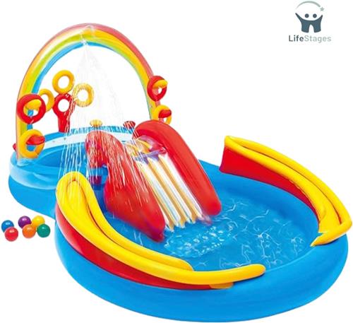 LifeStages - Kinderzwembad Met Glijbaan - Rainbow Ring Waterspeelset