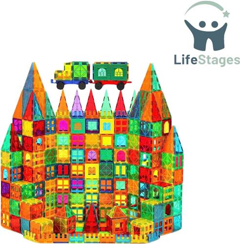 LifeStages - Magnetic Tiles - 100 Stuks Klassieke Magnetische Blokken - Magnetische Tegels voor Kinderen - Origineel Magnetisch Bouwspeelgoed voor Jongens en Meisjes 3-6 Jaar