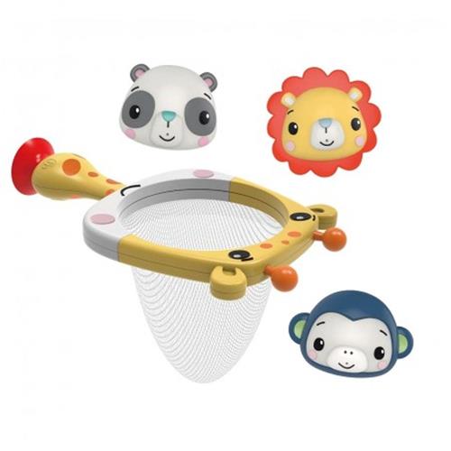 Fisher-Price Basketbal Set - Badspeelgoed - Basket met Zuignap en 3 Ballen - Aap, Panda, Leeuw - Met Squeeze