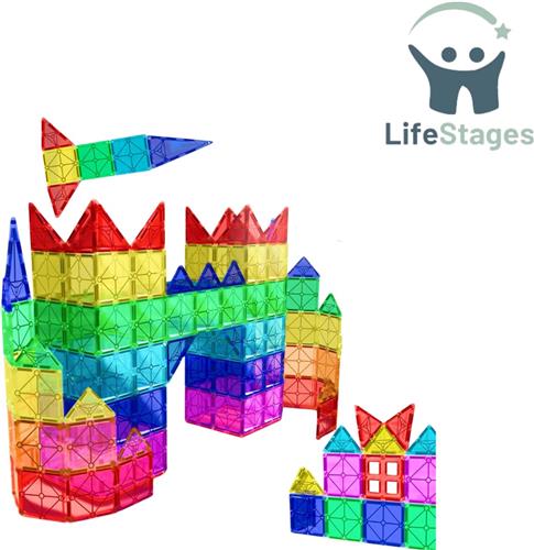 LifeStages - Magnetic Tiles - Magnetische Bouwstenen - Magnetische Spullen voor Kinderen - Magnetische Tegels - Educatief Speelgoed voor Jongens en Meisjes 3-8 Jaar Oud - 47 Stuks