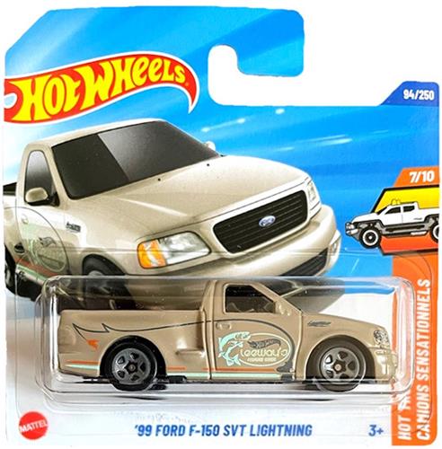 HOT WHEELs '99 FORD F-150 SVT LIGHTNING 94/250 LEEYWAY'S FISHING GUIDE HOT TRUCKS 7/10 SHORT CARD