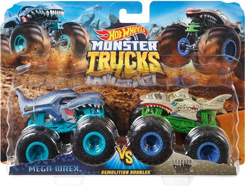 HW Monster Trucks 1:64 ( 2 pack) Mega Wrex vs Leopard Shark auto