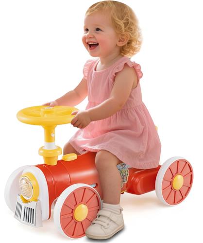 COSTWAY Glijauto, glijvoertuig met stuurwiel, fluitknop en opbergruimte onder de zitting, kinderauto, voor jongens en meisjes vanaf 1 jaar, 61 x 30 x 38 cm (rood)