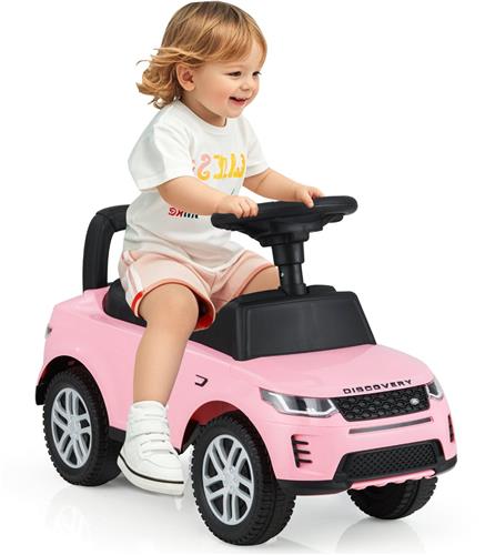 COSTWAY Schuibauto glijauto vanaf 1 jaar, glijvoertuig met opbergruimte onder de zitting, kinderauto met claxon en motorgeluid, voor jongens en meisjes (roze)