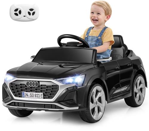 COSTWAY Audi SQ8 Elektrische kinderauto, 12 V, met 2,4 G afstandsbediening, claxon, koplamp en muziek, 3 versnellingen, elektrische kinderauto, voor kinderen vanaf 3 jaar (zwart)