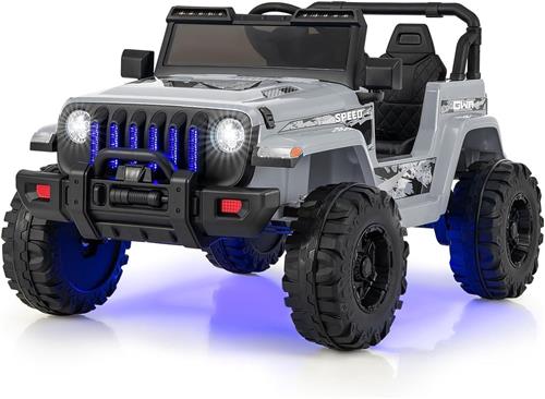 COSTWAY Elektrische auto voor kinderen, 12 V, elektrische kinderauto, met 2,4 G-afstandsbediening, MP3, muziek en claxon en koplamp, 2,6 - 6 km/u, elektrische auto voor kinderen vanaf 3 jaar, grijs