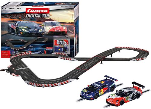 Carrera Racebaan - DIGITAL 132 - Full Throttle - Porsche 911 GT3 R vs. Lamborghini Huracán GT3 Evo2 - 8m