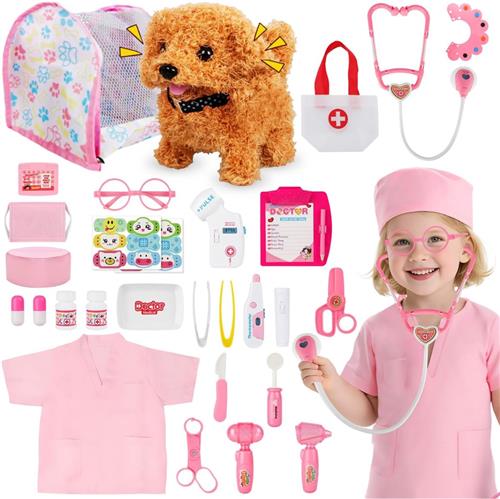 Dierenarts Speelgoed - Dokterset - Kinderspeelgoed voor Jongens en Meisjes - Vanaf 2 Jaar geschikt voor 3 4 5 en Ouder - Roze