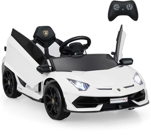 COSTWAY Lamborghini Elektrische auto voor kinderen, kindervoertuig met 2,4 G afstandsbediening, led-koplamp, mp3-speler, claxon en muziek, elektrisch voertuig 3-5 km/u, kinderauto voor kinderen vanaf