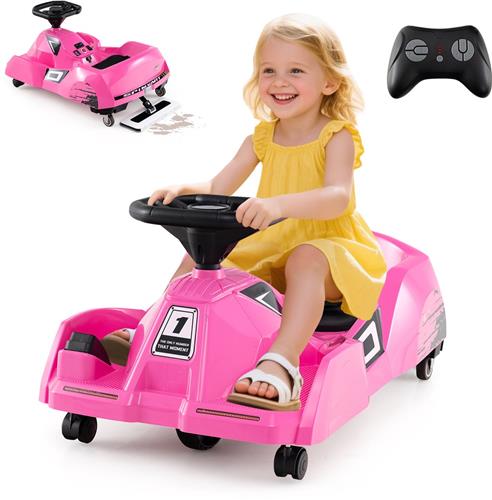 COSTWAY 3-in-1 elektrische skelter voor kinderen, 12 V Cleaning Drift Kart met afneembare dweil, 2-4 km/u, Go Cart met muziek, afstandsbediening en claxon, kindervoertuig, trapauto voor kinderen van 2