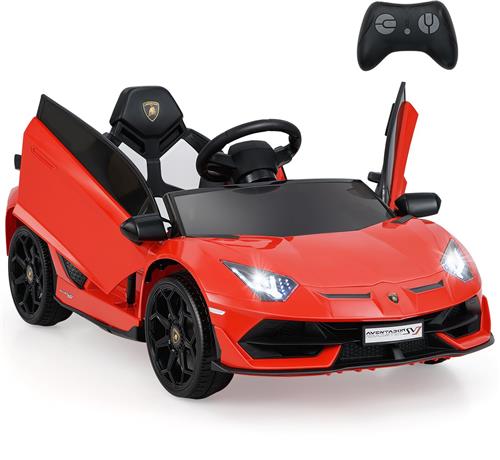 COSTWAY Lamborghini Elektrische auto voor kinderen, kindervoertuig met 2,4 G afstandsbediening, led-koplamp, mp3-speler, claxon en muziek, elektrisch voertuig 3-5 km/u, kinderauto voor kinderen vanaf