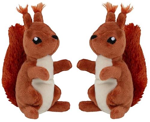 Nature Planet Knuffeldier eekhoorn - 2x - zachte pluche stof - veel details - rood - 13 cm - Cadeau - Kinderen - Bosdieren