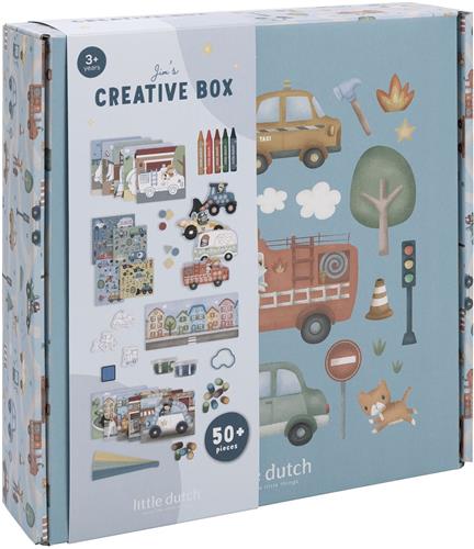 Little Dutch Jim & Friends knutseldoos, knutselpakket junior - creatief speelgoed 3 jaar - knutselen cadeautip kleuter - brandweer