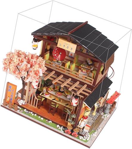 PolkaHome Plus - DIY Sushi Shop 3D Houten Creatieve Assemblage LED-montagespeelgoed Geschikt voor Tieners en Volwassenen - Japans Restaurant Thuis Model Bouwset