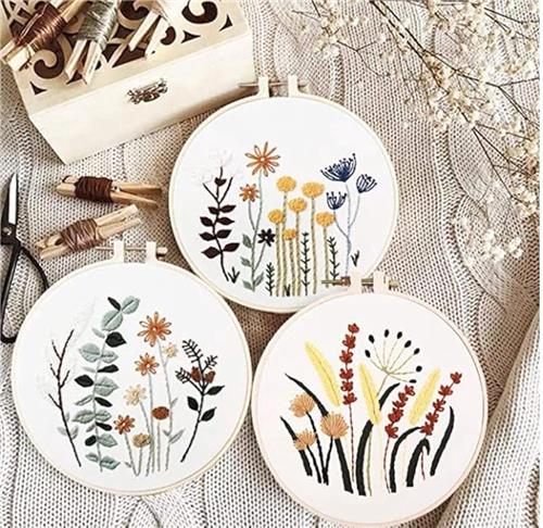PolkaHome ® Compleet Starterskit Borduren met Bloemenpatroon en Instructies voor Beginners, Inclusief Gereedschap