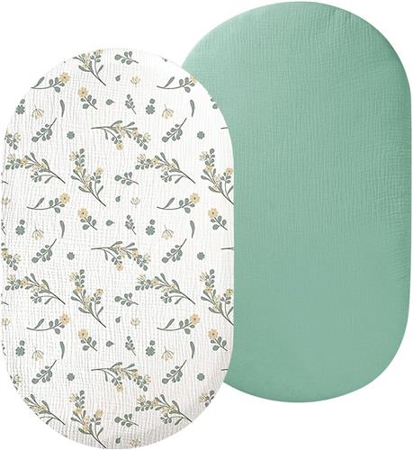 PolkaHome - Fitted Sheet 70x35cm voor Kinderwagen en Wieg - Groen - Matrasbeschermer Kinderwagen - Baby Nest Accessoires