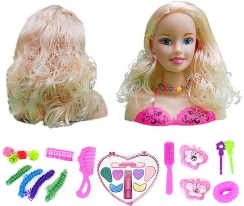 PolkaHome Plus - Make-up en haar styling pop voor meisjes - 17 stuks educatief speelgoed