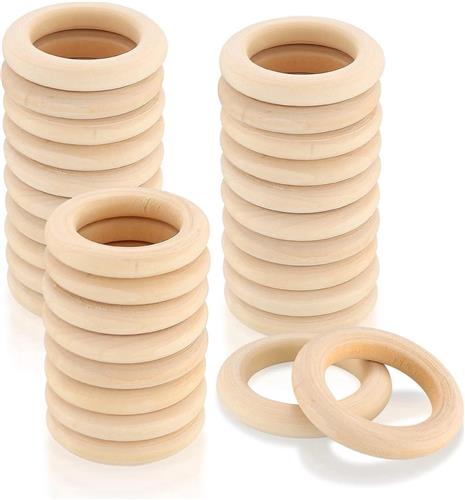 PolkaHome ® Set van 30 Natuurlijke Houten Ringen voor Diverse Creatieve Projecten en Decoraties