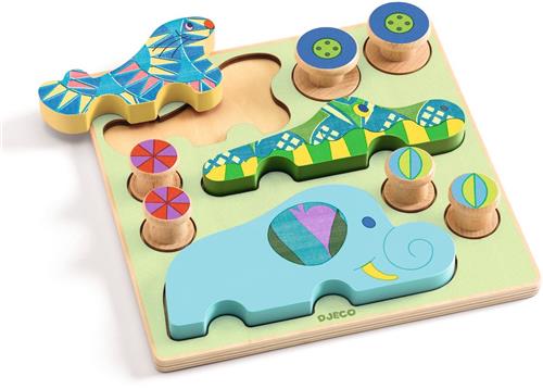 Djeco puzzel Puzz & Roll Bariolo - kleurrijke legpuzzel speelgoed.