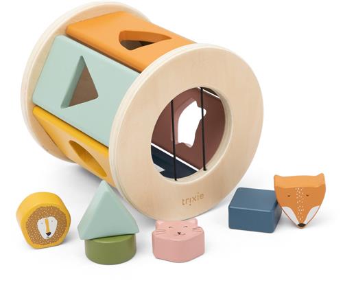 Trixie Houten vormensloof - Rollende vormensloof - Stimuleert de fijne motoriek - Dierenthema - Ideaal als kraamcadeau.