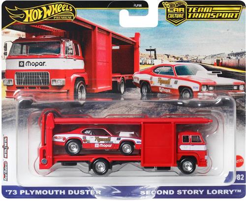 Hot Wheels 73 Plymouth Duster, Wagen voor autovervoer/autotransporters, 3 jaar, Metaal, Rood