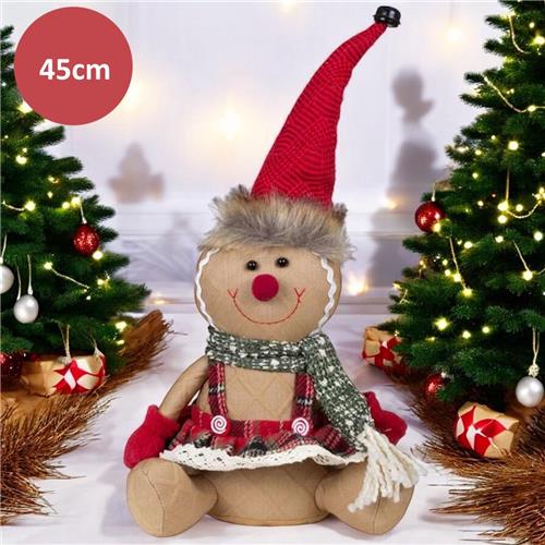 Handgemaakt Peperkoek vrouwtje met puntmuts - 45 cm