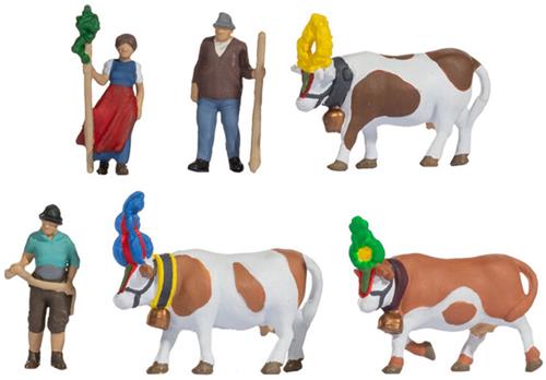 Almabtrieb (3 Figuren, 3 Koeien)