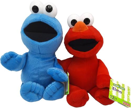 Sesamstraat Knuffel Voordeelset - Elmo en Koekiemonster - Fisher Price - Pluche - 28/30 cm
