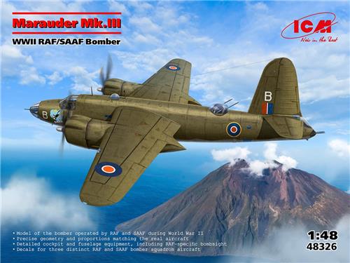 ICM Modelbouwpakket Vliegtuigen - 48326 Martin B-26 Marauder Mk.III - RAF/SAAF Bommenwerper WWII - Propellervliegtuig Plastic - 1:48 -