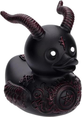TheLau - Zwarte Hars Eend 8 cm - Badspeelgoed - Grappige Eend - Verzamelbaar Cadeau - Decoratie - Voor Kinderen en Volwassenen - Satans Duck